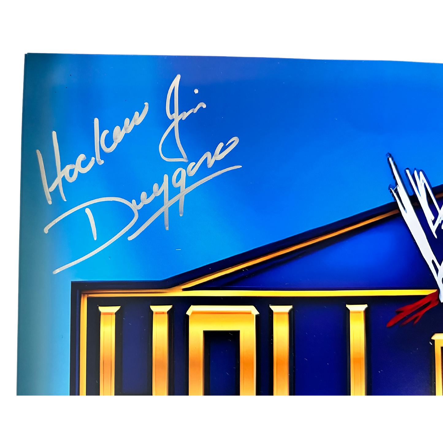 Signed Blue WWE Hall of Fame Photo 16x20 8 Signatures
