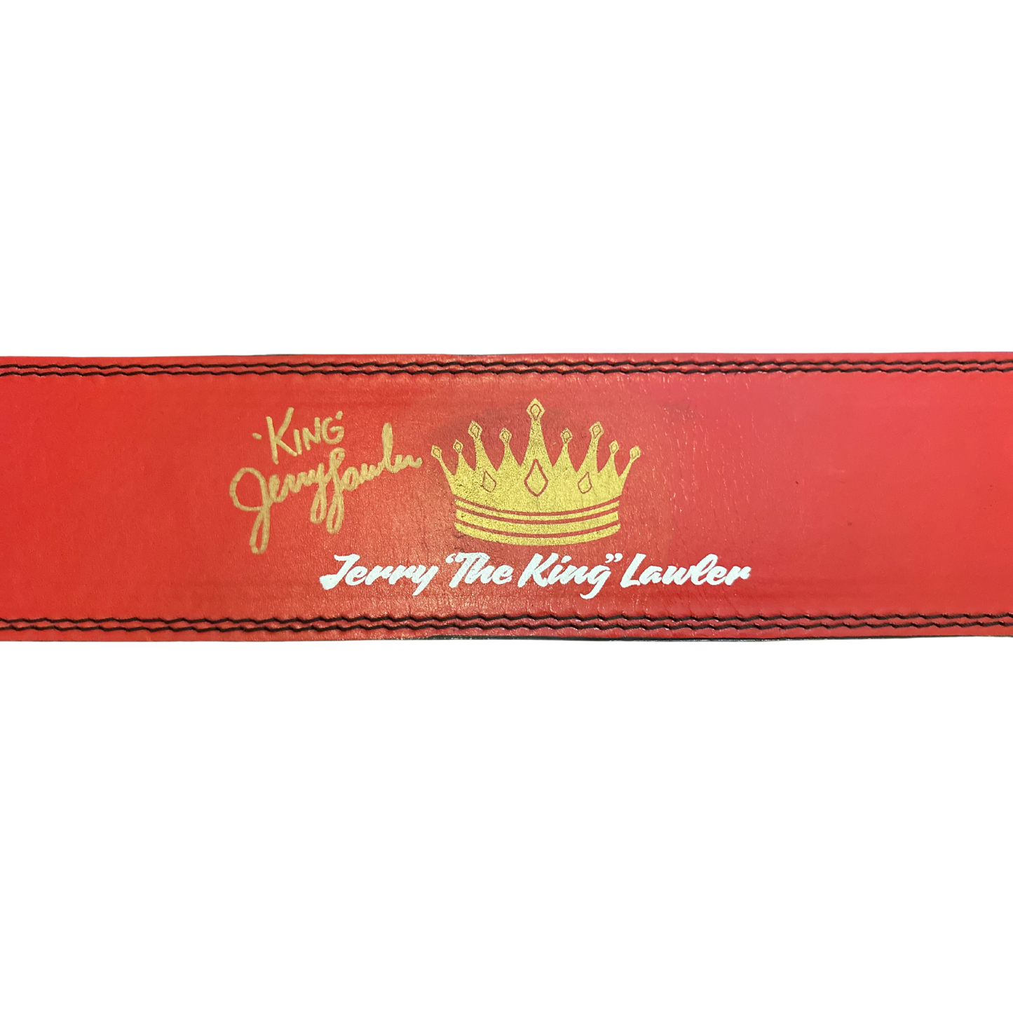 Custom Red Jerry "The King" Lawler Signed Weight Belt