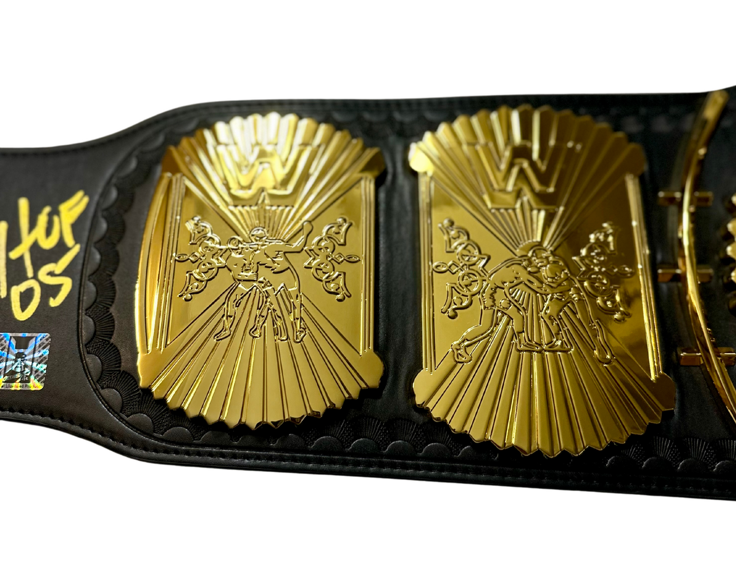 Dual Inscribed Hulk Hogan WWE Autographed Winged Eagle Replica Title Belt