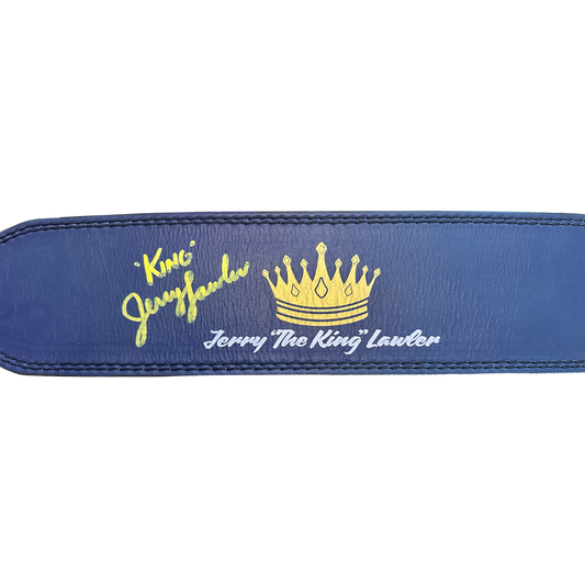 Custom Blue Jerry "The King" Lawler Signed Weight Belt