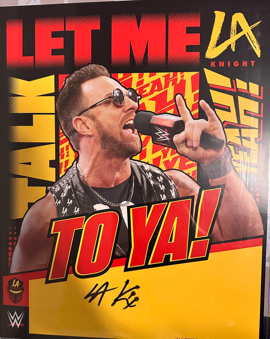 Autographed LA Knight 11x14 from WWE World (slight smudge)