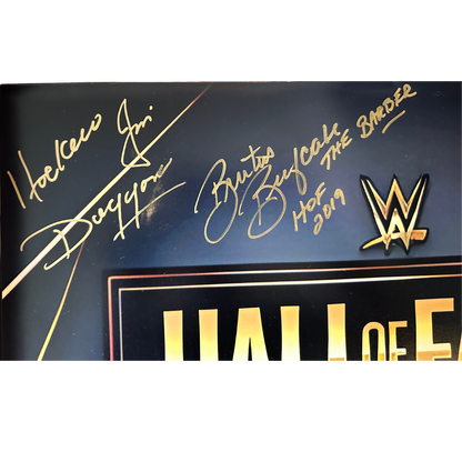 Signed Black WWE Hall of Fame Photo 16x20 8 Signatures