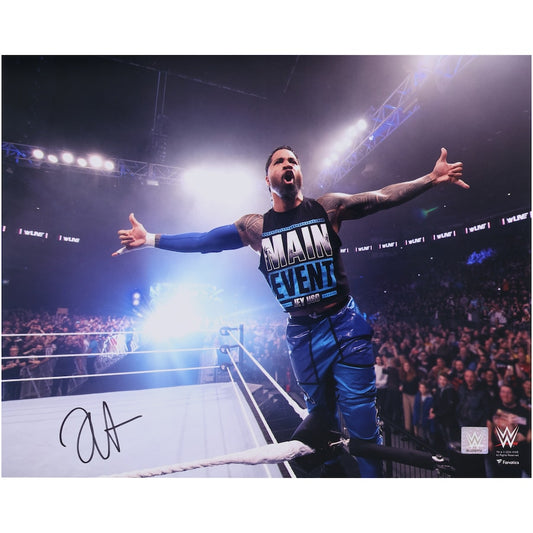 Jey Uso WWE Autographed 16" x 20" Entrance On Ropes Photograph