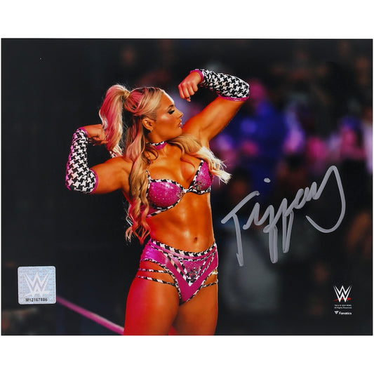 Tiffany Stratton WWE Autographed 8" x 10" Flexing On Ropes Photograph