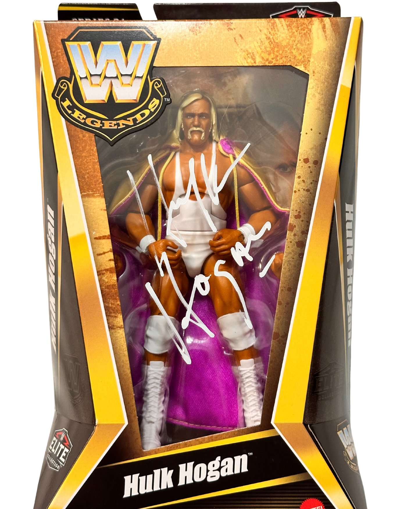 Autographed WWE Legends Elite Hulk Hogan with Cape Action Figure Multiple Colors Available