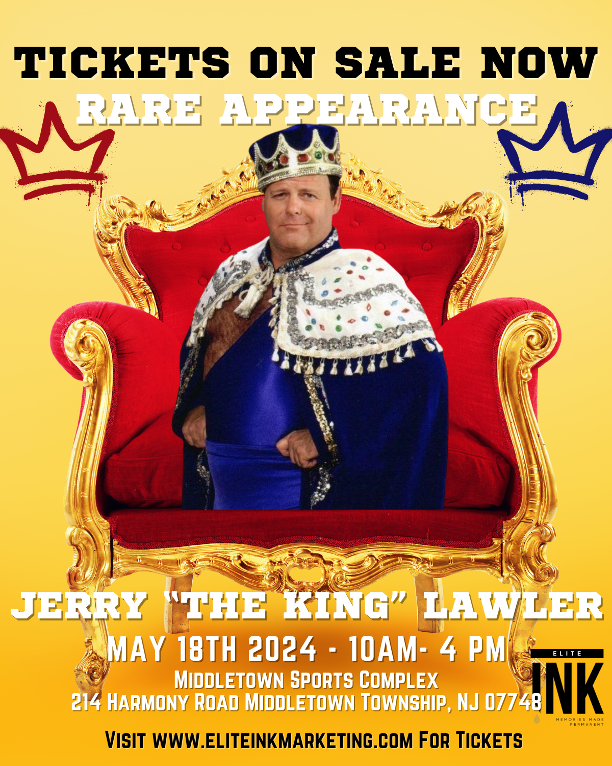 Jerry the King Lawler Autograph Pre-Sale Saturday May 18th 2024