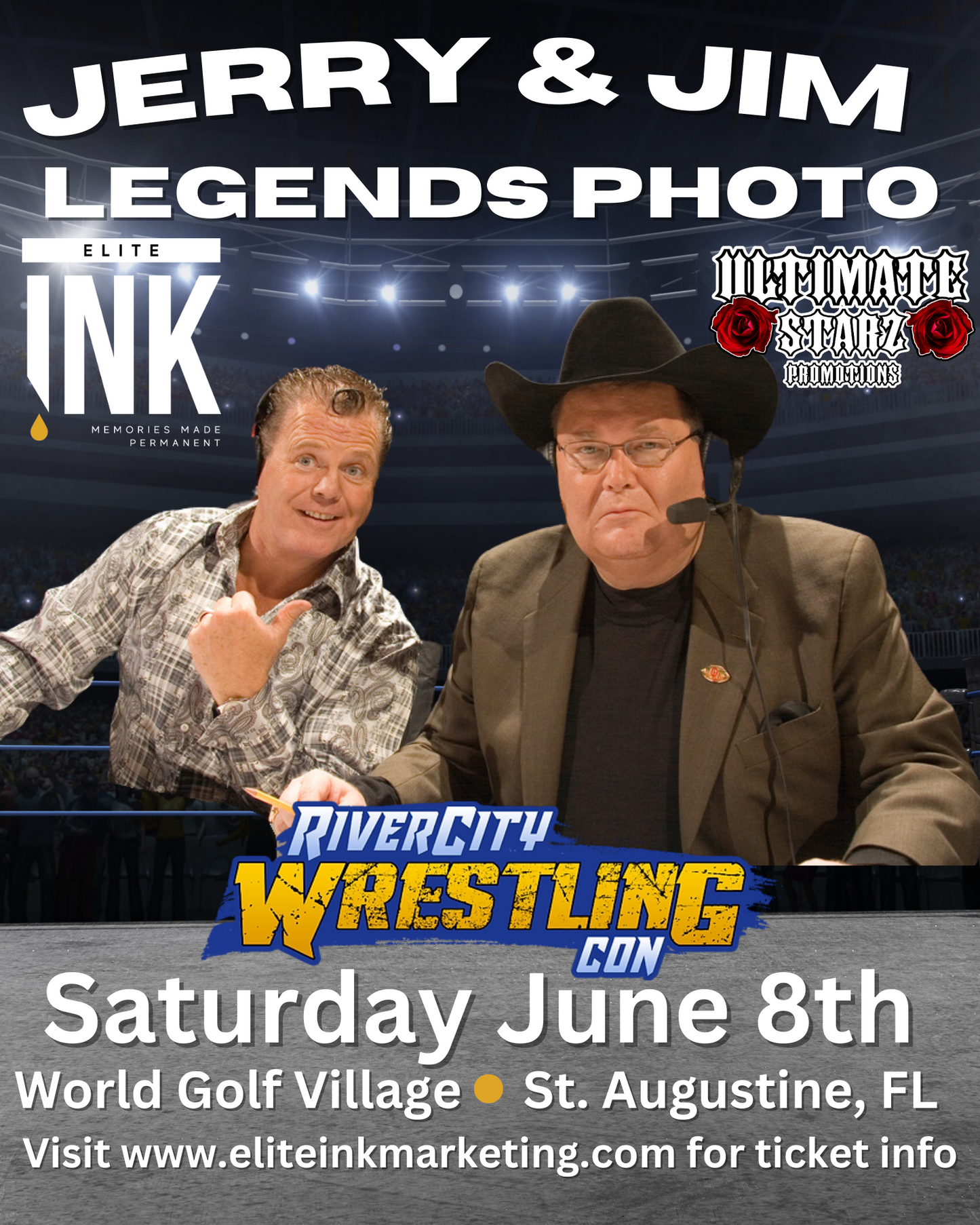 Jerry Lawler & Jim Ross RiverCity WrestleCon Dual Photo June 8th